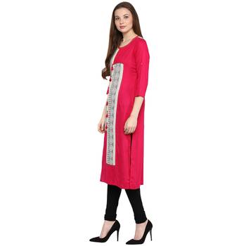 Pink plain viscose rayon ethnic-kurtis 3
