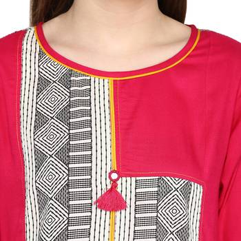 Pink plain viscose rayon ethnic-kurtis 5