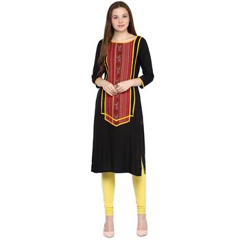 Black plain viscose rayon ethnic-kurtis 1