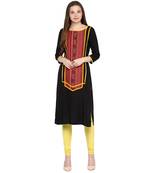 Black plain viscose rayon ethnic-kurtis