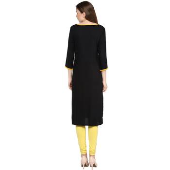 Black plain viscose rayon ethnic-kurtis 2