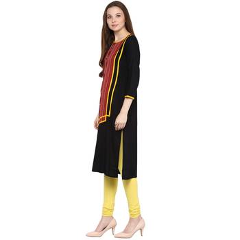 Black plain viscose rayon ethnic-kurtis 3