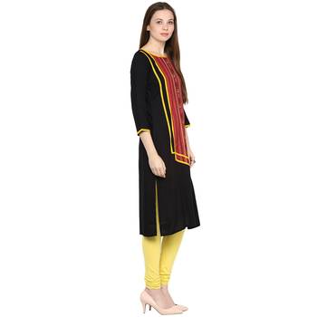 Black plain viscose rayon ethnic-kurtis 4