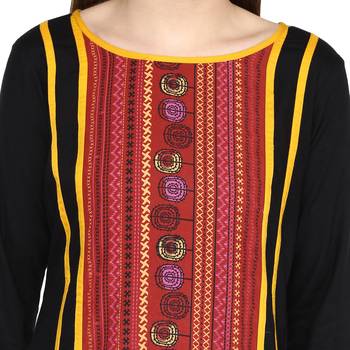 Black plain viscose rayon ethnic-kurtis 5
