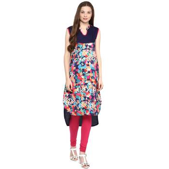 Multicolor plain viscose rayon ethnic-kurtis 1