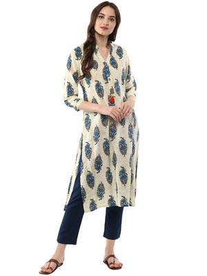 White plain cotton ethnic-kurtis 1