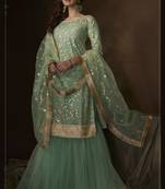 Mesmerizing Green sequins embroidered net Salwar Kameez Designs