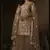 Beige sequins embroidered net sharara suit