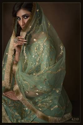 Mesmerizing Green sequins embroidered net Salwar Kameez Designs 3