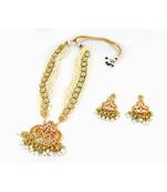 Gold Plated Kundan Jadau Long Necklace With Earrings