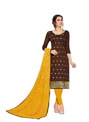 Brown jacquard banarasi silk salwar 1