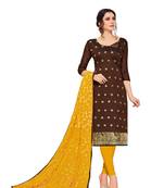 Brown jacquard banarasi silk salwar