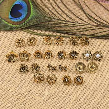 Party Wear Golden Oxidised Charm Studs Earring Girl Women Set of 12 3