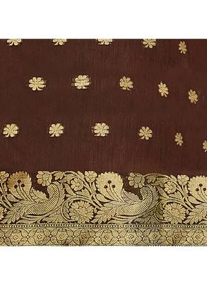 Brown jacquard banarasi silk salwar 4