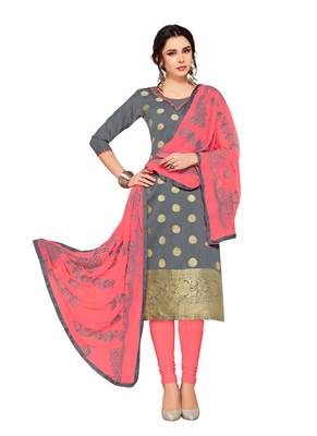 Grey jacquard banarasi silk salwar 1