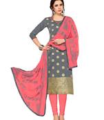 Grey jacquard banarasi silk salwar