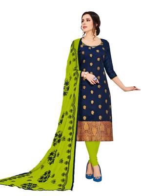 Dark-blue jacquard banarasi silk salwar 1