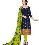 Dark-blue jacquard banarasi silk salwar