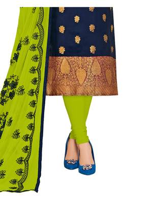 Dark-blue jacquard banarasi silk salwar 3