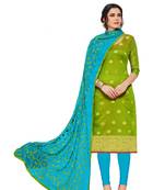 Green jacquard banarasi silk salwar