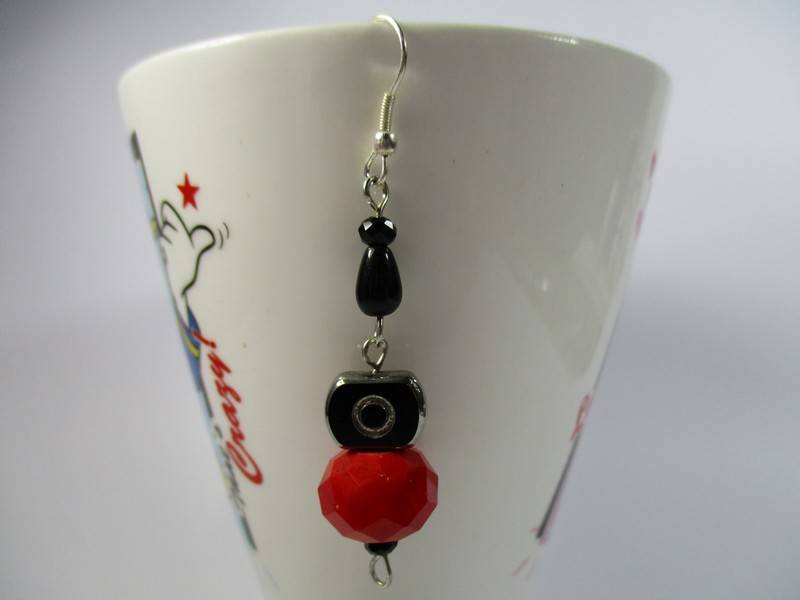 Red and Black Crystal Earrings