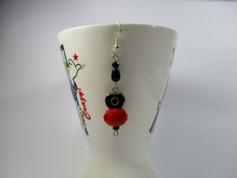 Red and Black Crystal Earrings