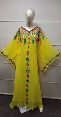 Royal Hand Paint Party Evening Dress Arabic Egypt Kaftan Maxi Gown Farasha 5812 1