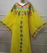 Royal Hand Paint Party Evening Dress Arabic Egypt Kaftan Maxi Gown Farasha 5812