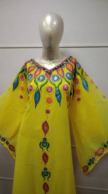 Royal Hand Paint Party Evening Dress Arabic Egypt Kaftan Maxi Gown Farasha 5812 2