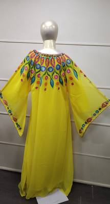 Royal Hand Paint Party Evening Dress Arabic Egypt Kaftan Maxi Gown Farasha 5812 3