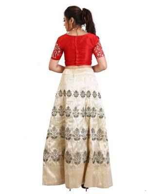 Cream Mulberry art silk Embroidered lehenga with Dupatta 2