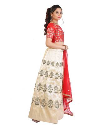 Cream Mulberry art silk Embroidered lehenga with Dupatta 4