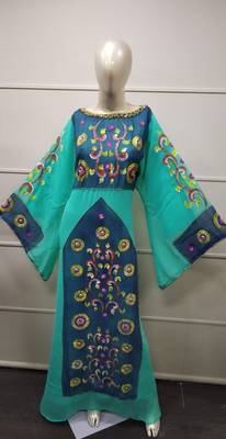Royal Hand Paint Party Evening Dress Arabic Egypt Kaftan Maxi Gown Farasha 5916 1