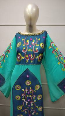 Royal Hand Paint Party Evening Dress Arabic Egypt Kaftan Maxi Gown Farasha 5916 2