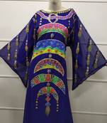 Royal Hand Paint Party Evening Dress Arabic Egypt Kaftan Maxi Gown Farasha 0009