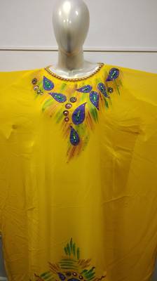 Royal Hand Paint Party Evening Dress Arabic Egypt Kaftan Maxi Gown Farasha 0422 2
