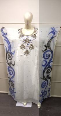 Royal Hand Paint Party Evening Dress Arabic Egypt Kaftan Maxi Gown Farasha 0549 1