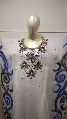 Royal Hand Paint Party Evening Dress Arabic Egypt Kaftan Maxi Gown Farasha 0549 2