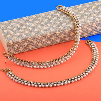 Gold plated White Diamond Anklet for Women And Girl 5