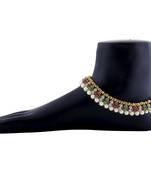 Gold Plated Multi Color Kundan Anklet for Women And Girl.
