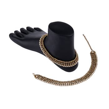 Gold plated designer pearl Diamond Anklet for Women And Girl 4