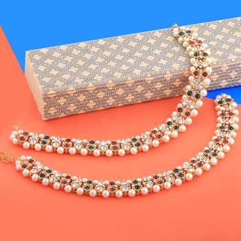 Gold plated Attractive Designer Multi Color kundan Anklet for Women And Girl 4