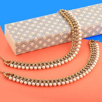 Antique Golden Kundan Anklet for Women And Girl 5