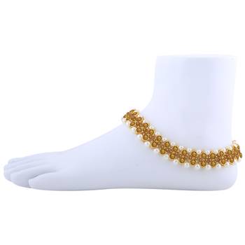 Gold plated Attractive Designer kundan Anklet for Women And Girl 5