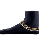 Traditional Golden White Diamond And Pearl Anklet For Women And Girl.