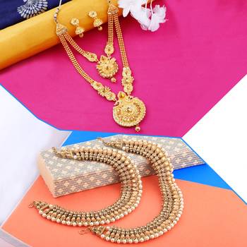 Designer Traditional Necklace With Anklet  Jewellery Set For Women Girls 1