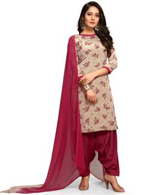Beige floral print crepe salwar 1
