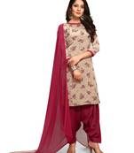 Beige floral print crepe salwar