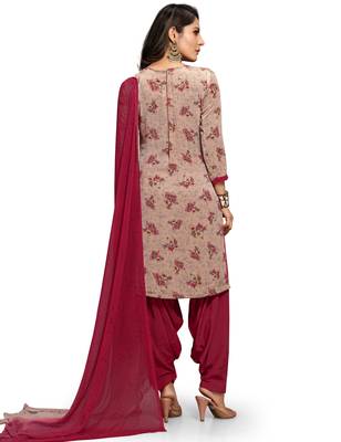 Beige floral print crepe salwar 2