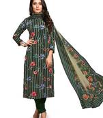 Green floral print crepe salwar